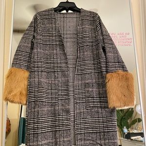Tweed Faux Fur Sleeve Jacket (M)